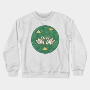 Swan Pair Circle Painting Crewneck Sweatshirt